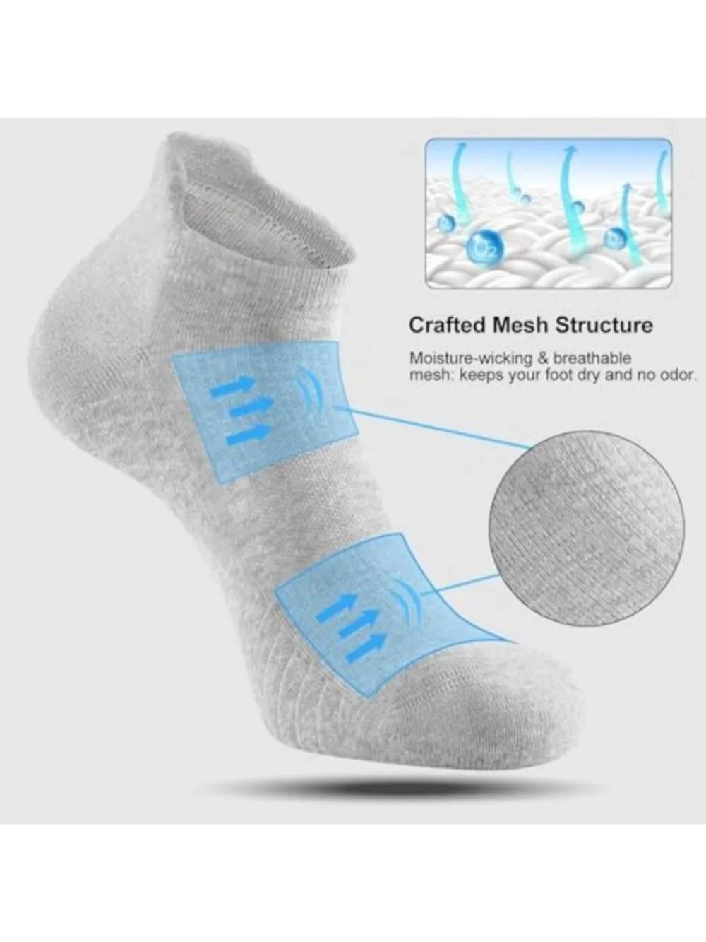 6 Pack Men's Athletic Low Cut Running Socks - Cushioned, Wicking, Anti-Blister